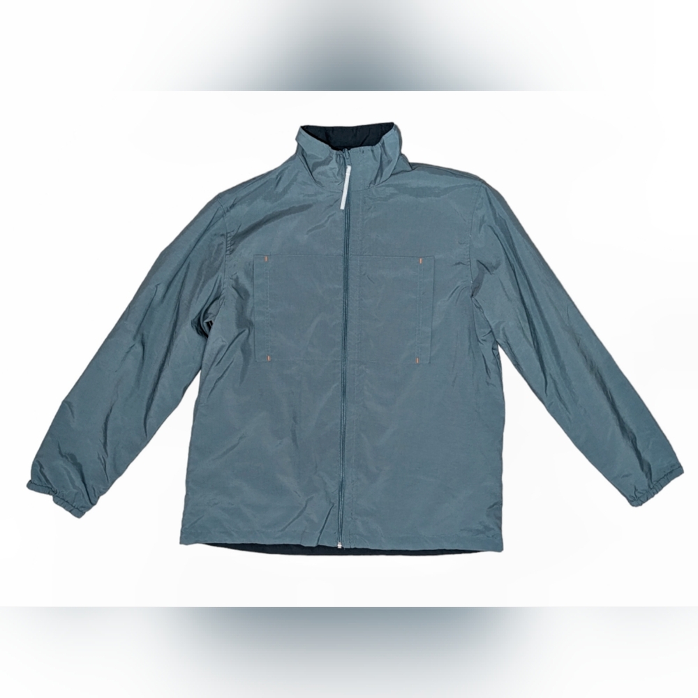 Nike Women's Large Teal Blue Double-Lined Zip-Up Mock Collar Windbreaker Jacket